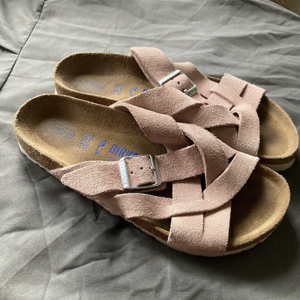Birkenstock Lugano Sandals Mink Pink Women's 37 Soft Footbed US 6-6.5